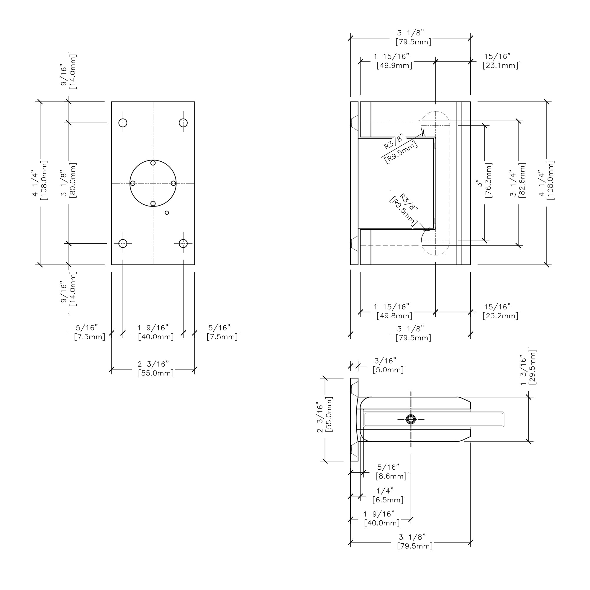 Vernon Wall Mount Full Back Plate Oil Dynamic Hinge