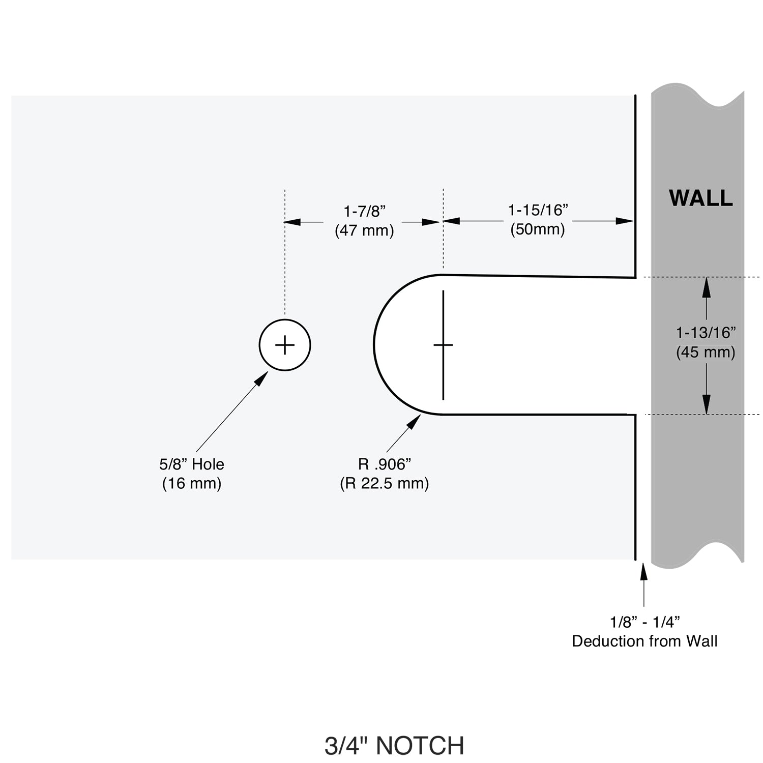 Wall Mount with Offset Back Plate Crown Series Hinge