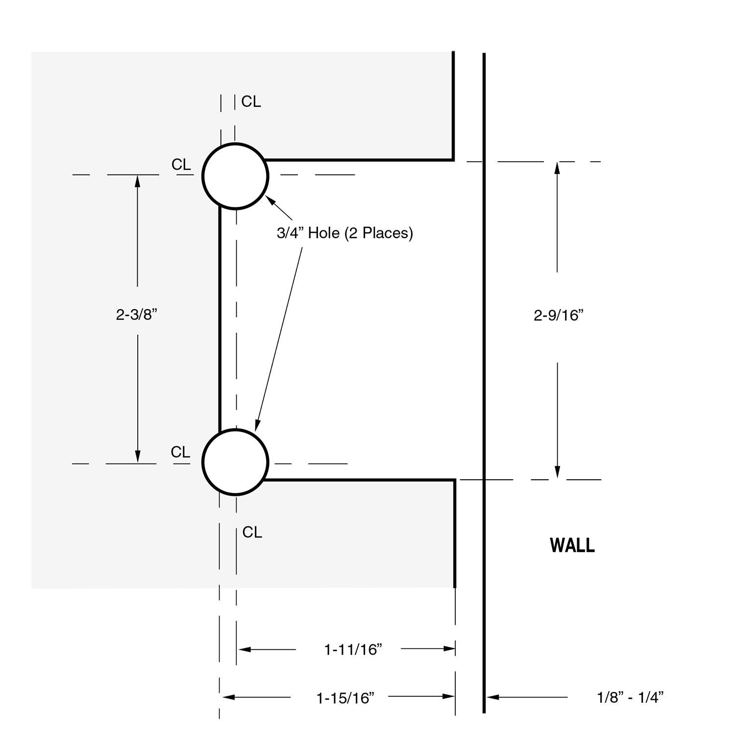 Wall Mount with Short Back Plate Adjustable Designer Series Hinge