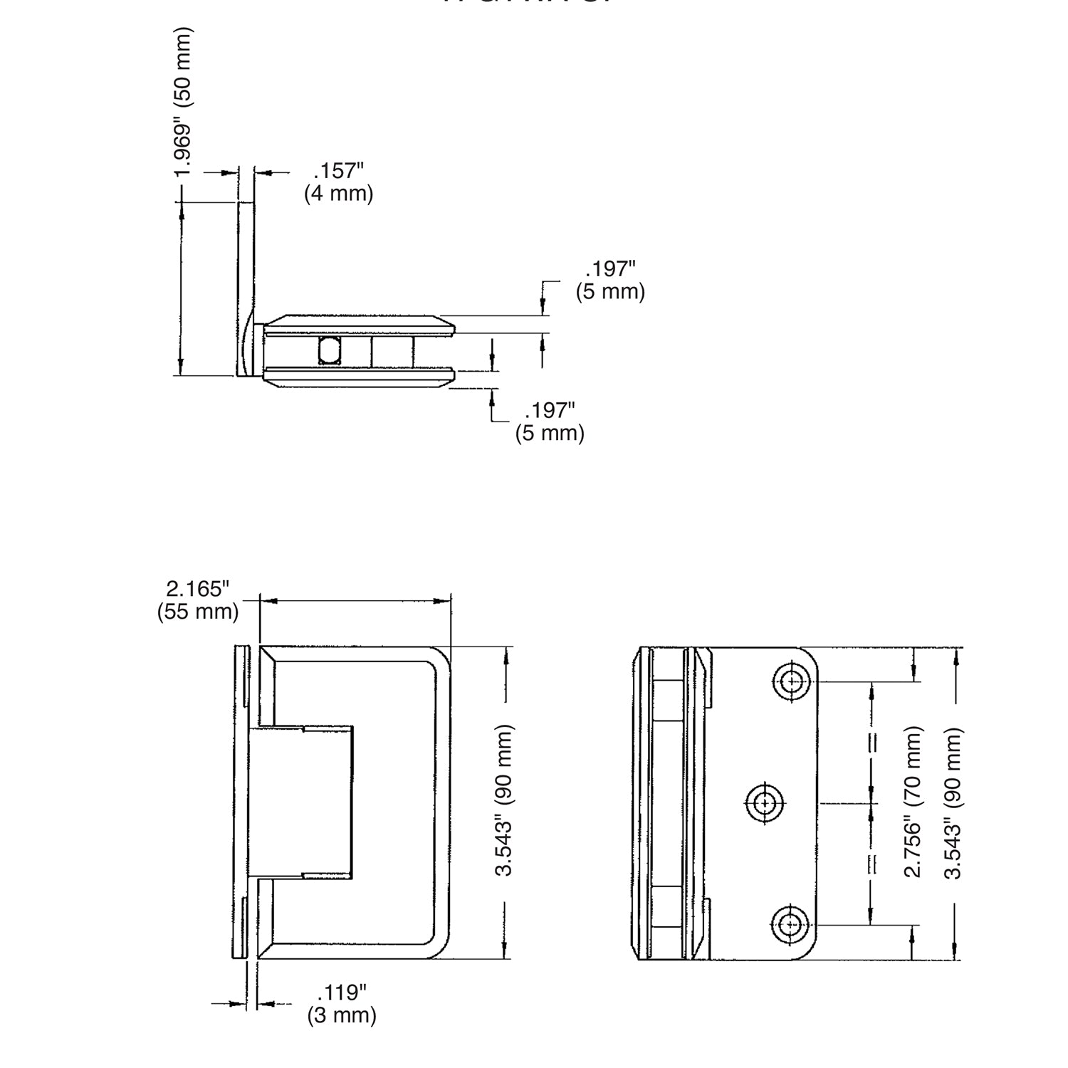 Wall Mount with Offset Back Plate Adjustable Designer Series Hinge