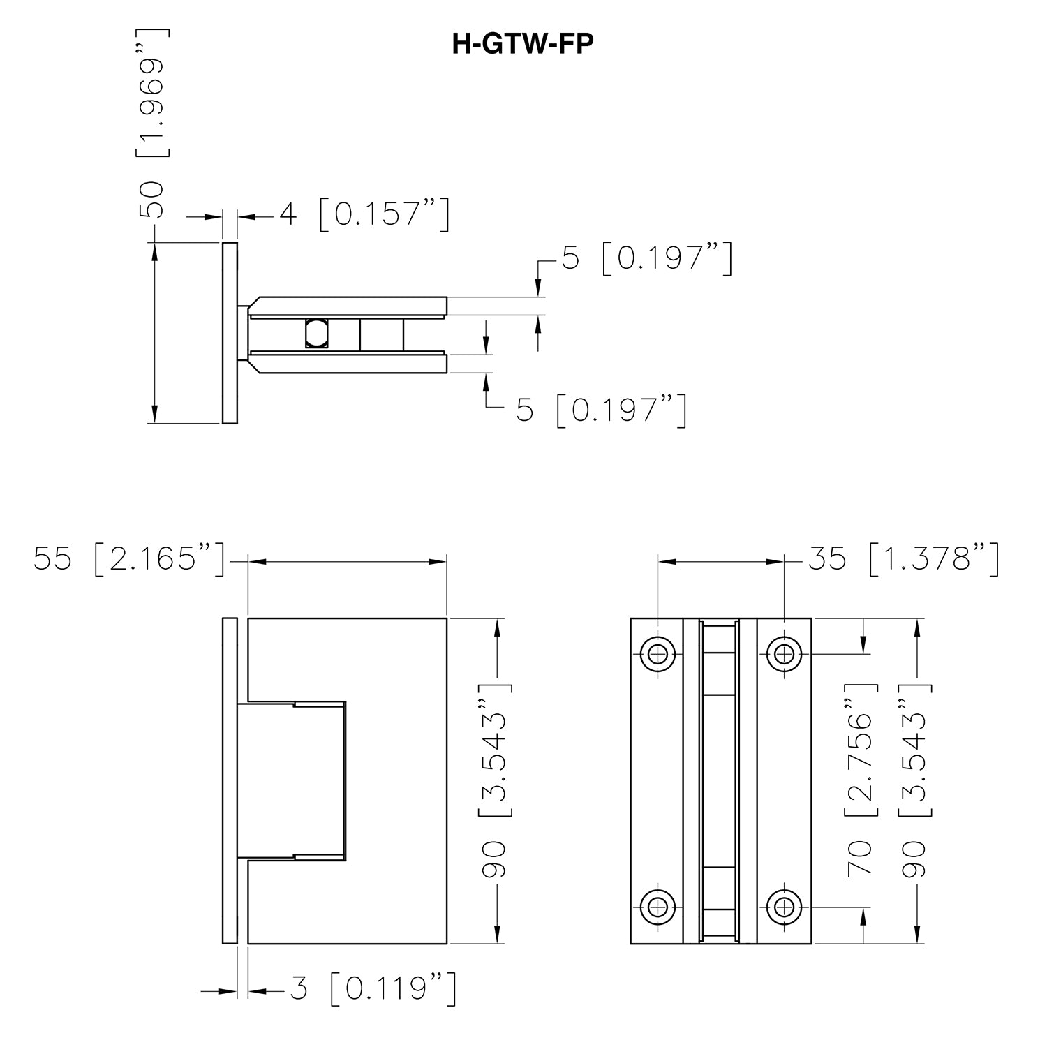 Wall Mount with Full Back Plate Designer Series Hinge