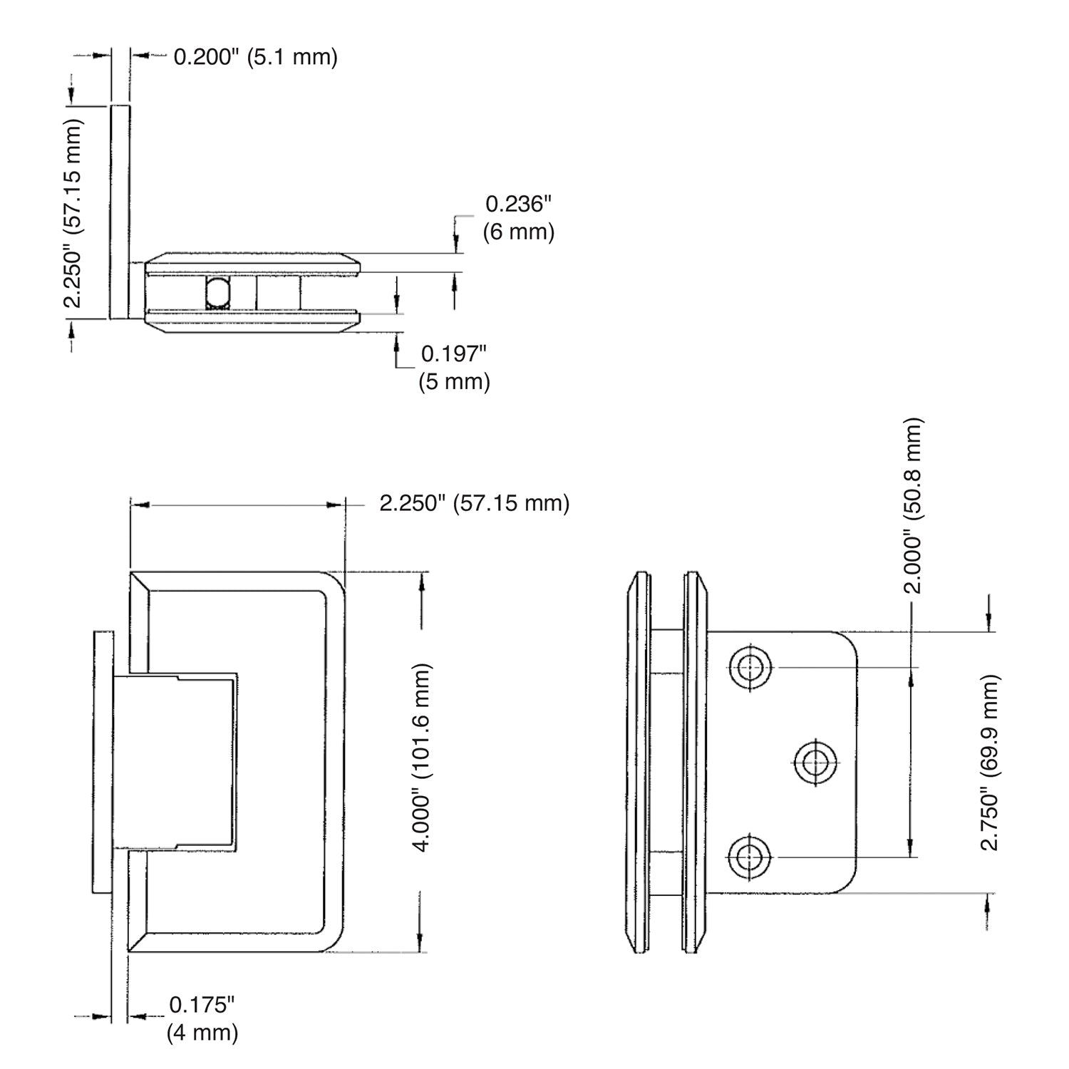 Wall Mount with Offset Back Plate Adjustable Majestic Series Hinge