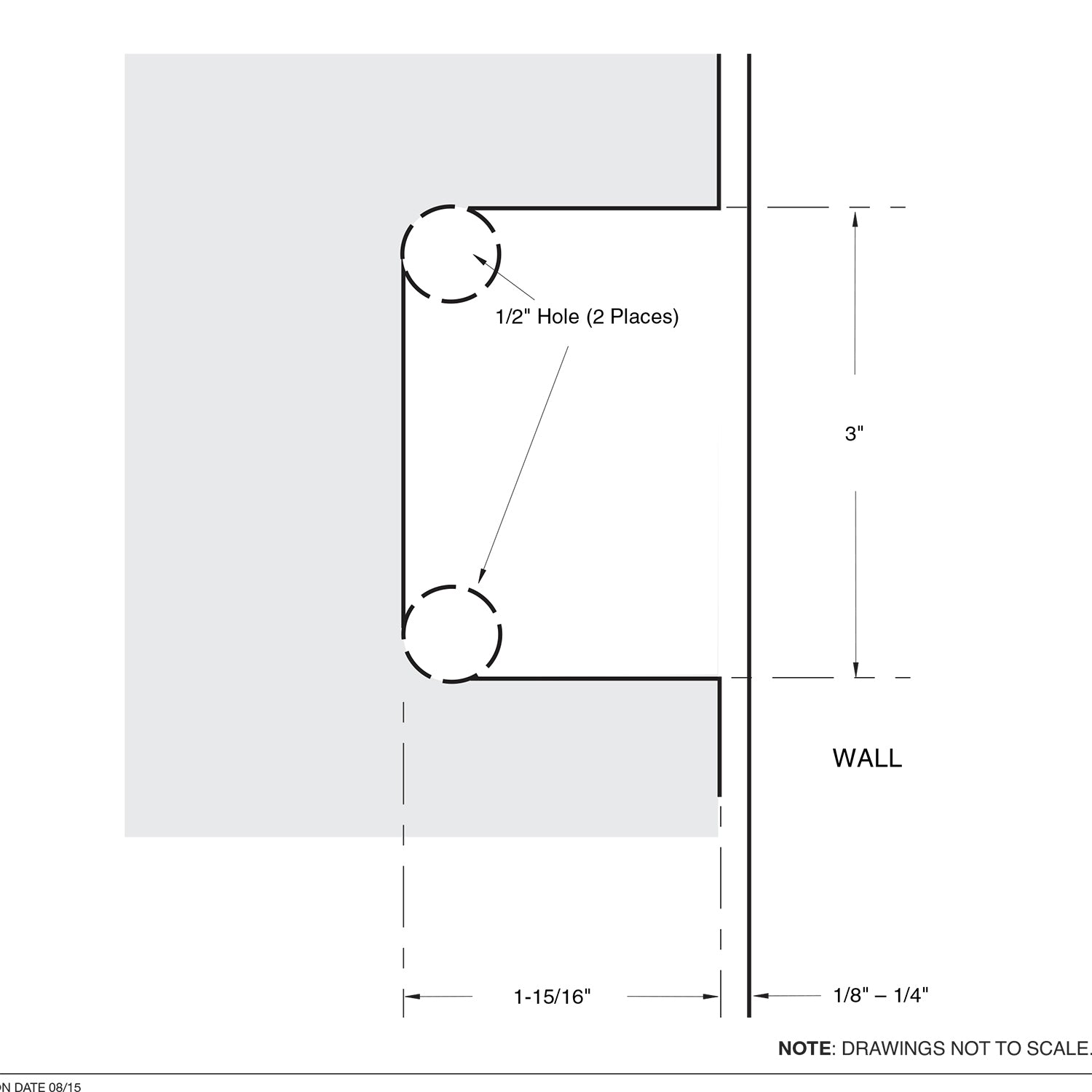 Wall Mount with Short Back Plate Majestic Series Hinge