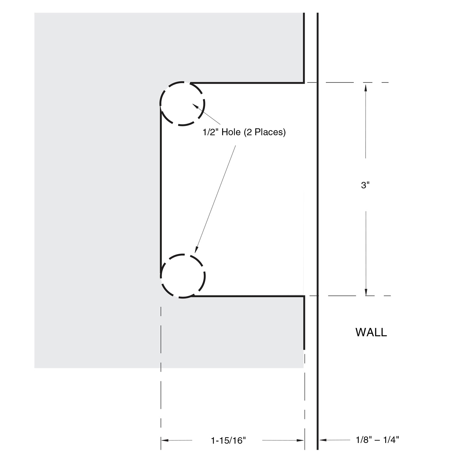 Wall Mount with Short Back Plate Maxum Series Hinge