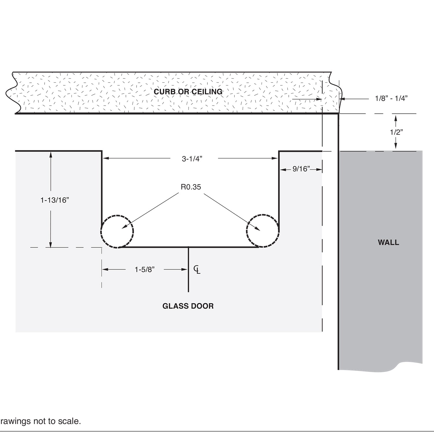 Wall Mount with Reversible "L" Bracket Montreal Series Hinge w/5° Pin