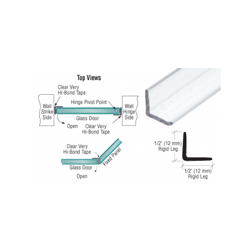 CRL CRL Multi - Purpose Clear 'L' Angle Jamb Seal for 1/4" to 1/2" Glass - No Pre - Applied Tape P12LJ