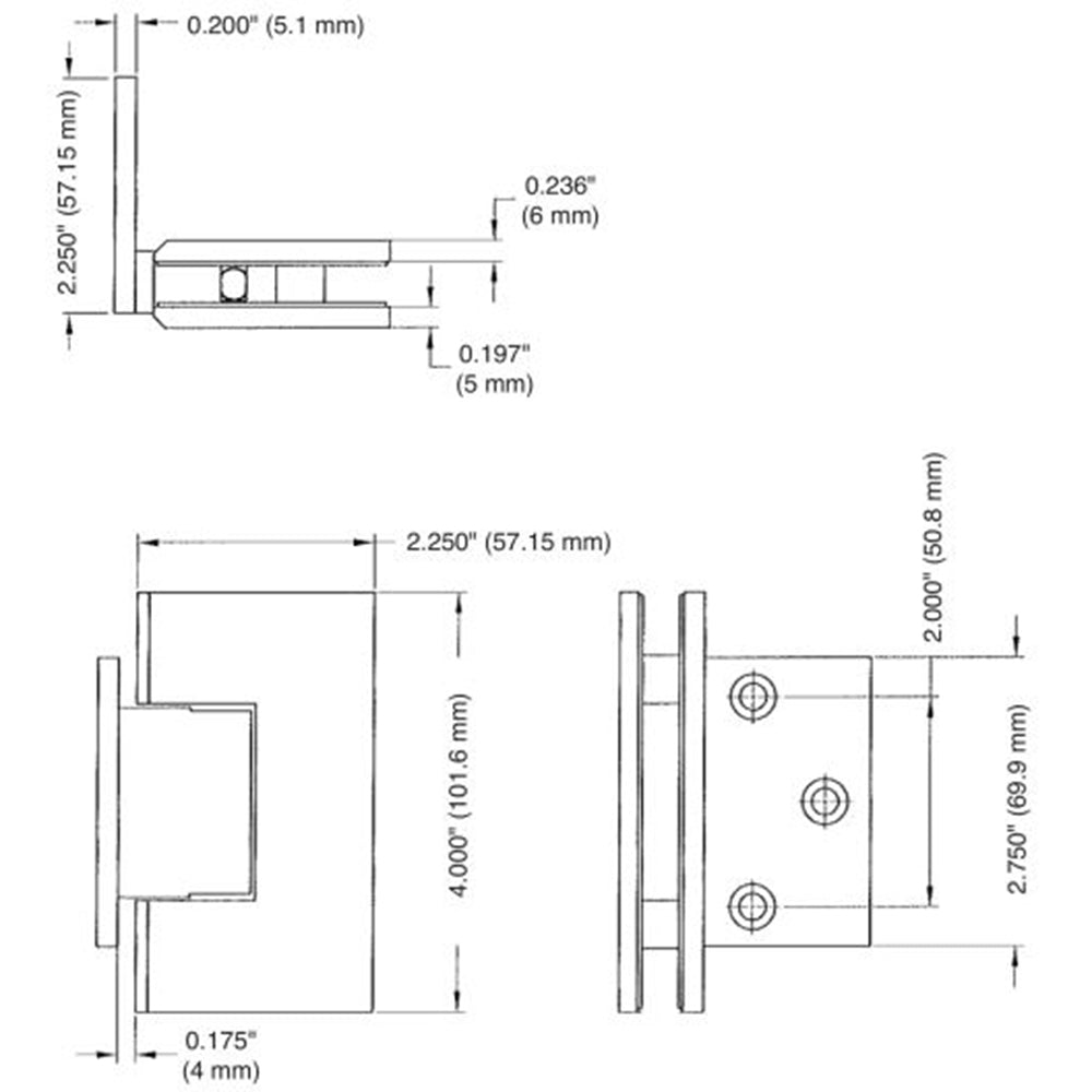 Wall Mount with Offset Back Plate Adjustable Maxum Series Hinge