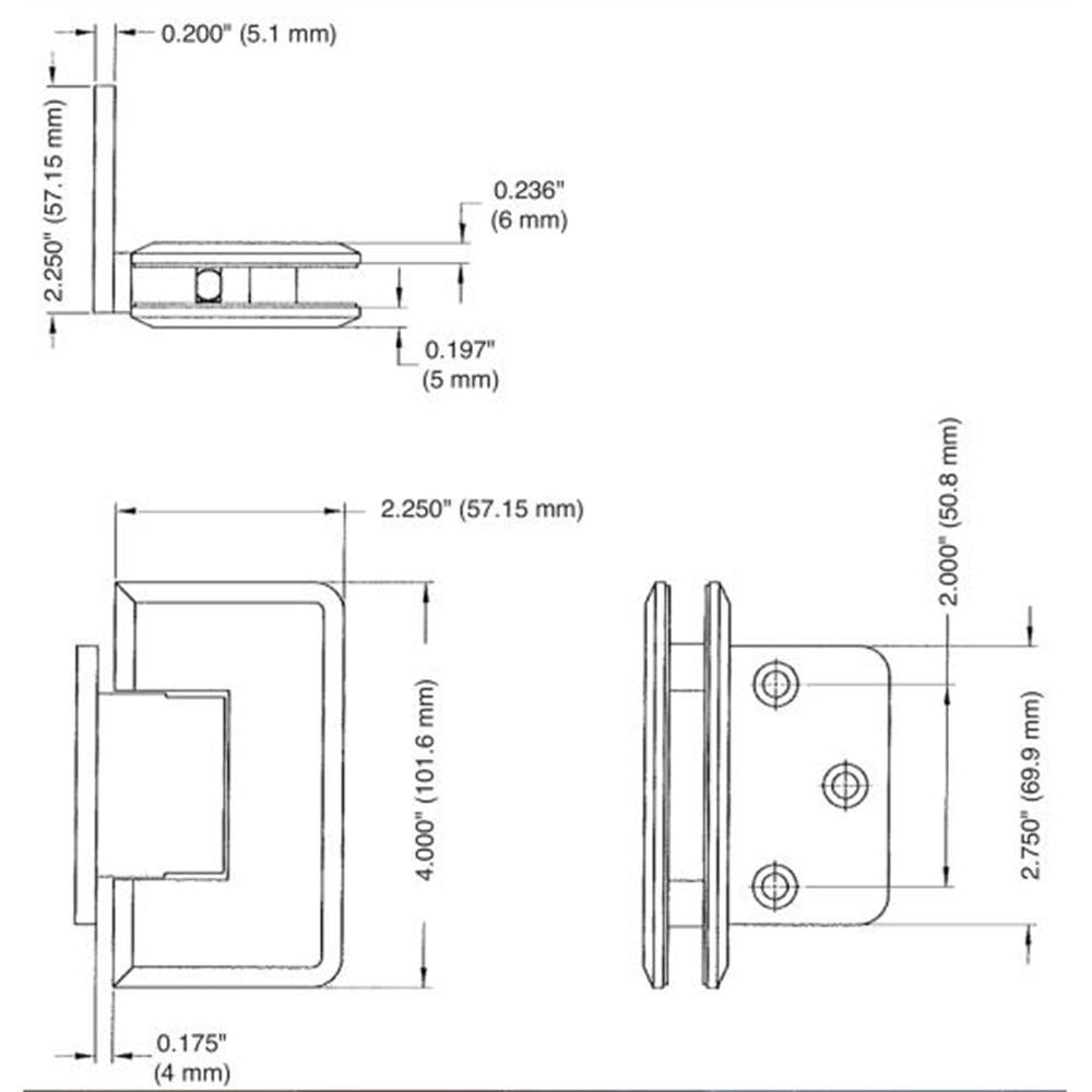 Wall Mount with Offset Back Plate Majestic Series Hinge