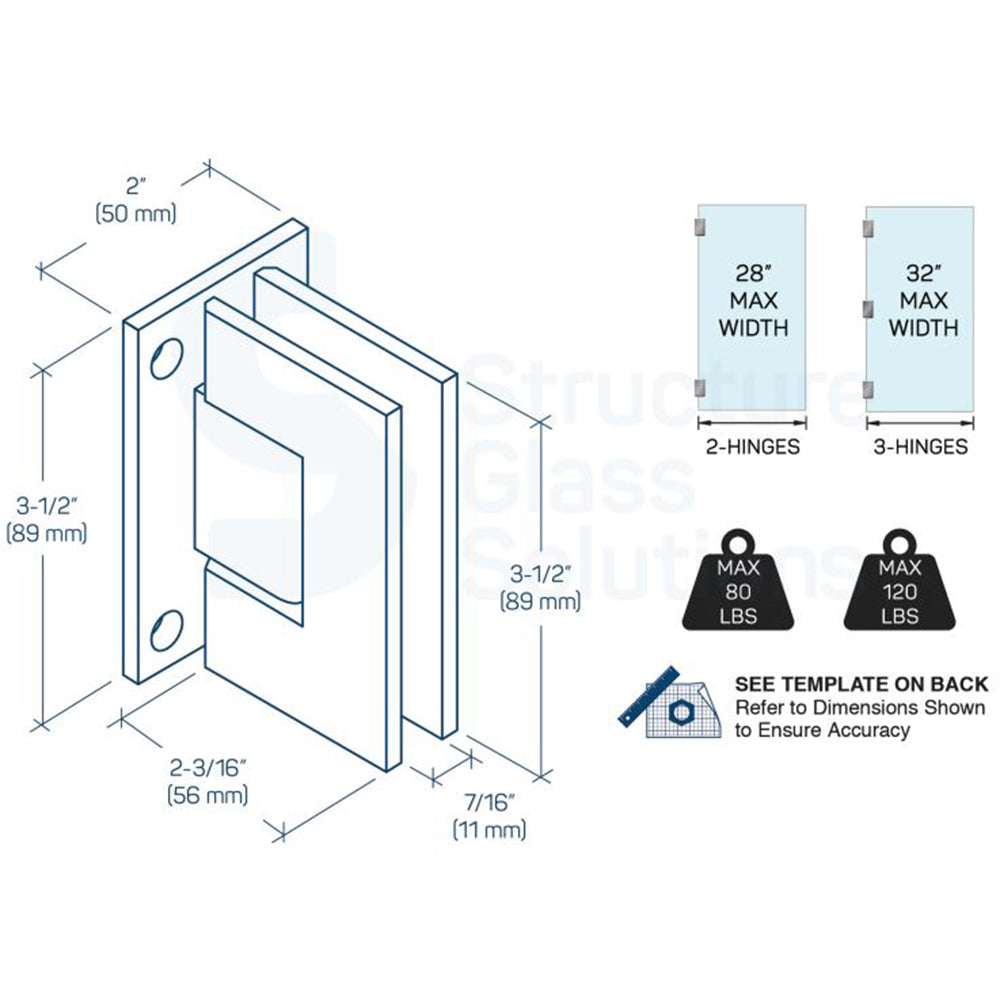 Wall to Glass Full Back Plate Hinge