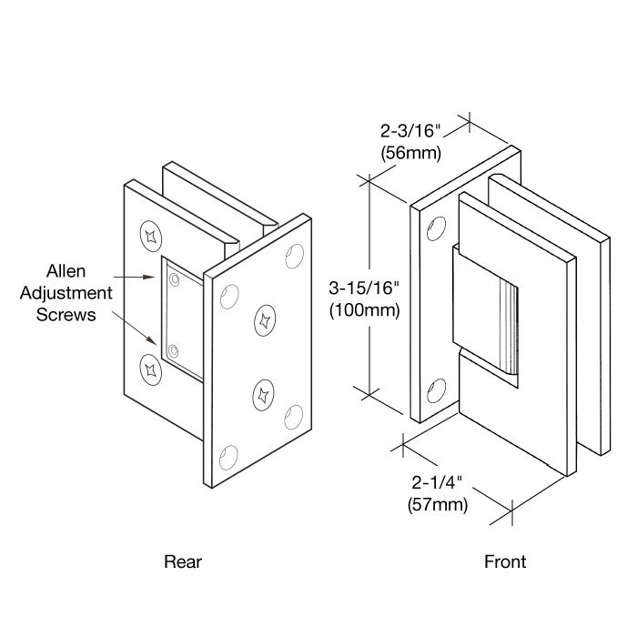 Vienna 337 Series Adjustable Wall Mount Full Back Plate Hinge