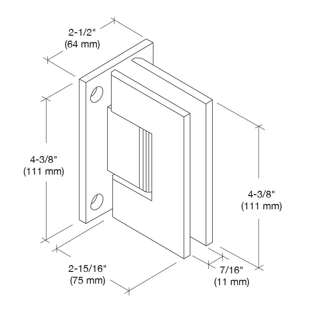 Victoria 5 Degree Pre-Set Wall Mount Full Back Plate Hinge