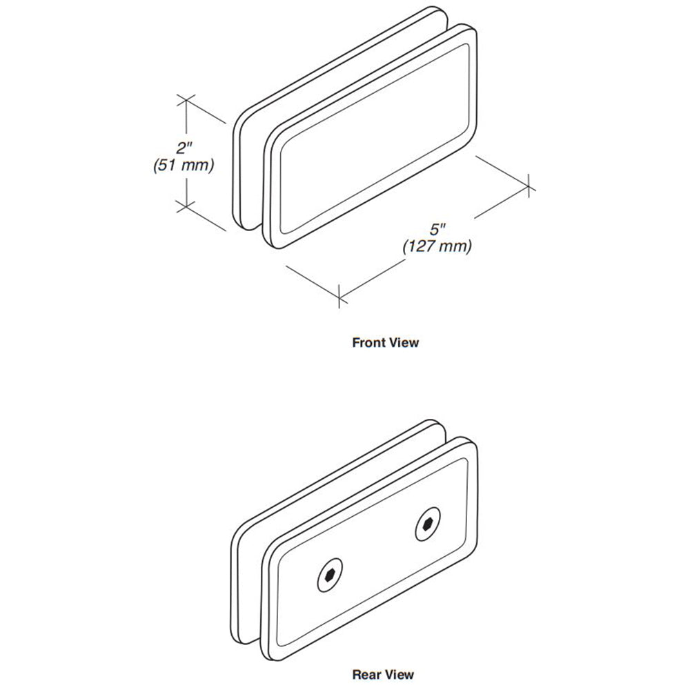 FHC FHC Beveled 180 Degree Glass To Glass Clamp CBU180BN