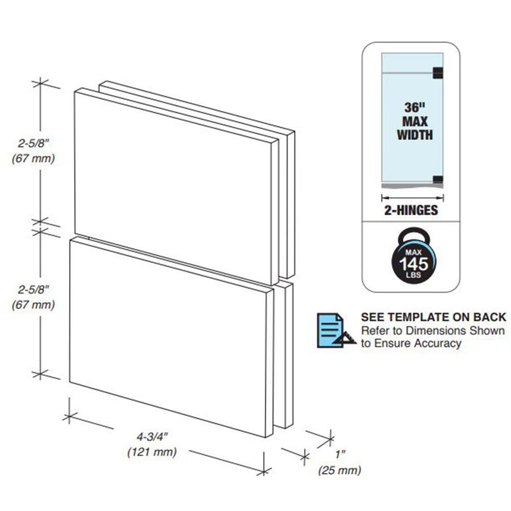 FHC FHC Cambria Grande Series Pivot Glass - To - Glass Mount For 1/2" Glass CAMGS02BN