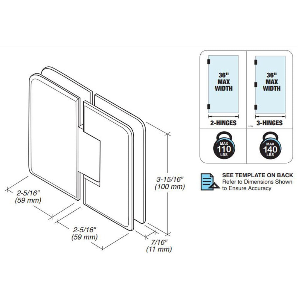 FHC FHC Carolina Beveled 5 Degree Positive Close Glass To Glass 180 Degree Hinge CLN580BBRZ