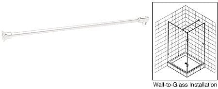 CRL Frameless Shower Door Fixed Panel Wall - To - Glass Support Bar for 3/8" to 1/2" Thick Glass SUP10W