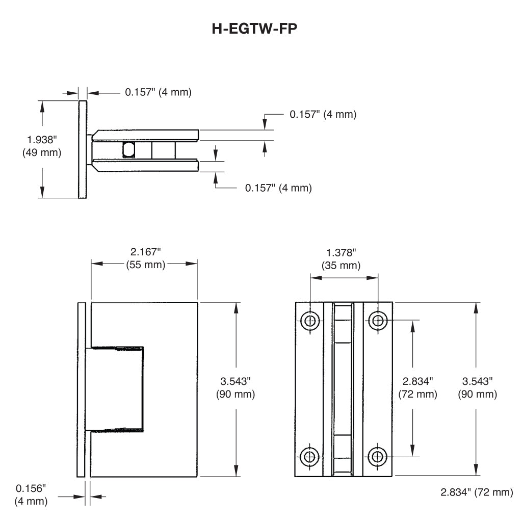 Wall Mount with Full Back Plate Americana Series Hinge