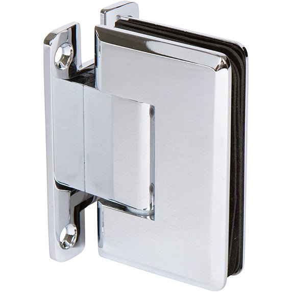 Rockwell Heavy Duty Bevelled Corner Shower Hinge, H Type Full Back Plate for heavy tempered Glass Shower Doors HSHDB037LCP