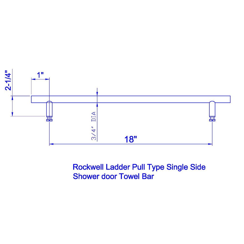 Rockwell Security Rockwell Ladder Type Single Side Towel Bar for Glass Shower Doors with 1/2" Hole Diameter SDPLPT18PS