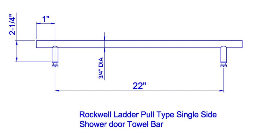 Rockwell Security Rockwell Ladder Type Single Side Towel Bar for Glass Shower Doors with 1/2" Hole Diameter SDPLPT18PS
