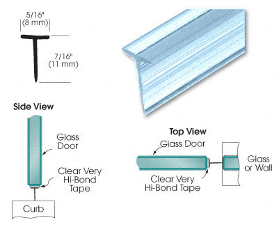 CRL Translucent Vinyl Edge T Wipe Bottom Seal for 7/16" Maximum Gap