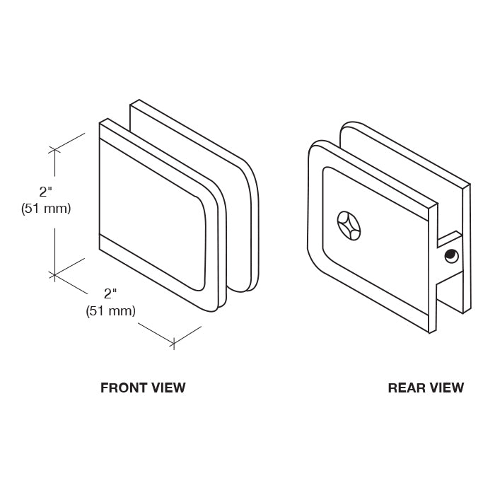 Beveled Hole-in-Glass Style Wall Mount Heavy-Duty Glass Clamp