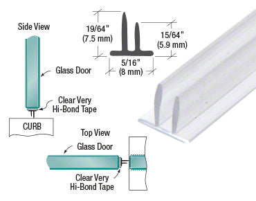 CRL Translucent Vinyl Double Fin Bottom Seal 5/16" Maximum Gap