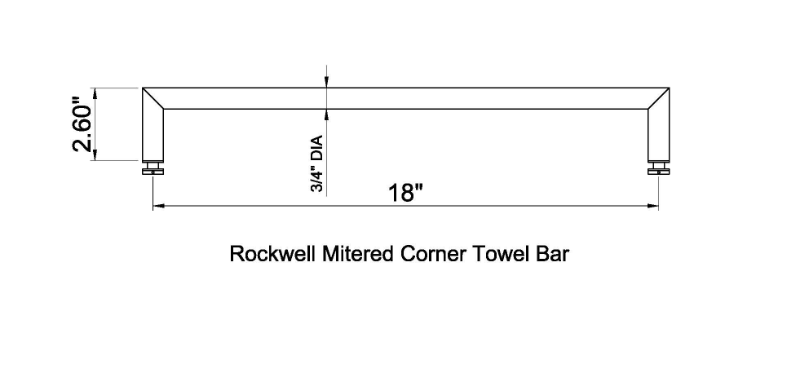 Rockwell 18″ Mitered Corner Single Side Towel Bar for Glass Shower Doors