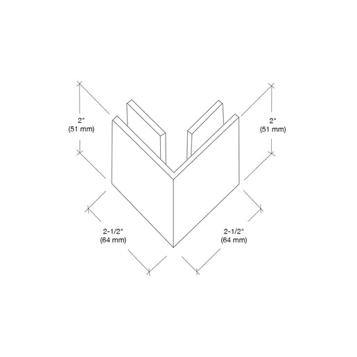 Square 90 Degree Glass-to-Glass Clamp