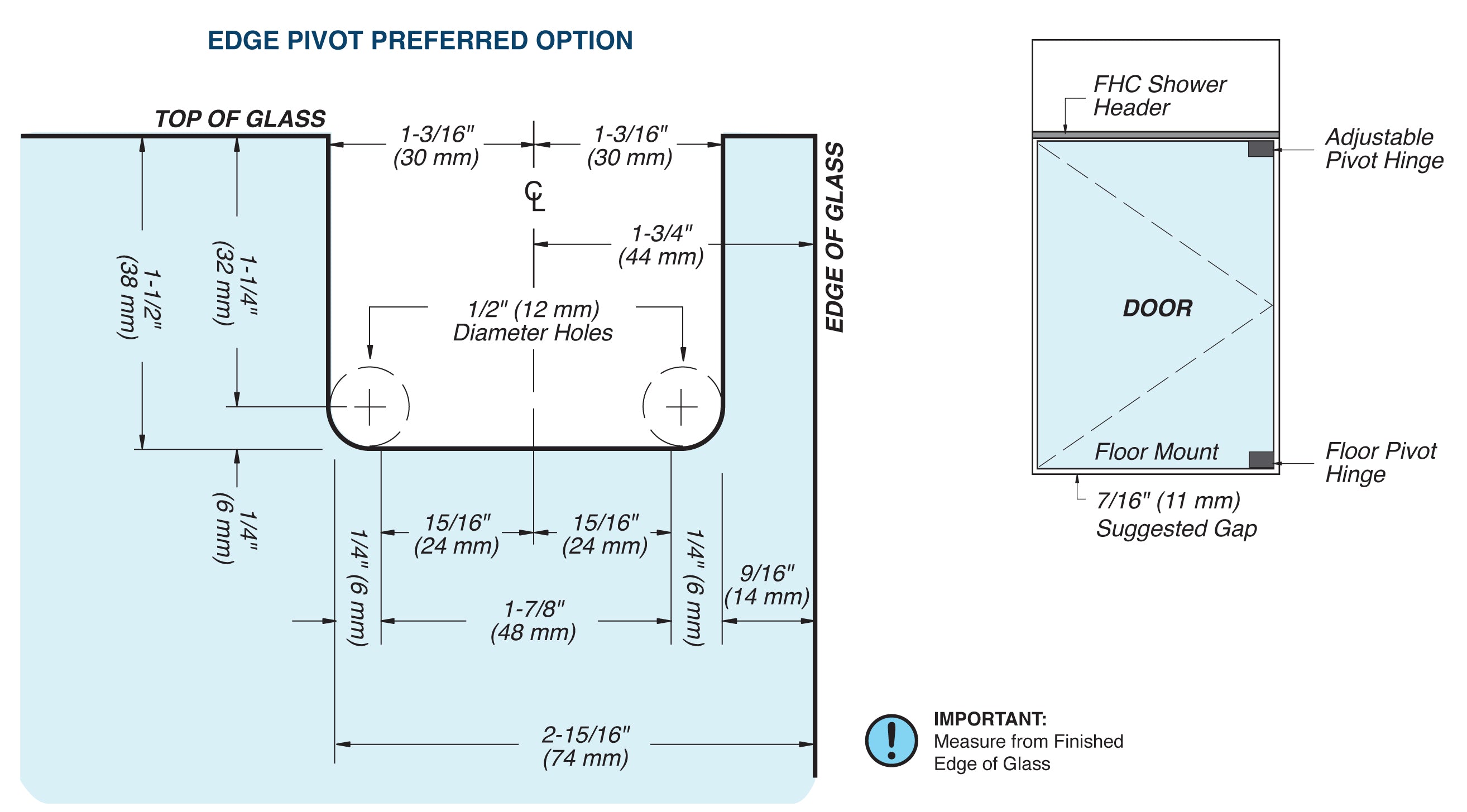 FHC Cambria Square Adjustable Header Top Pivot Hinge