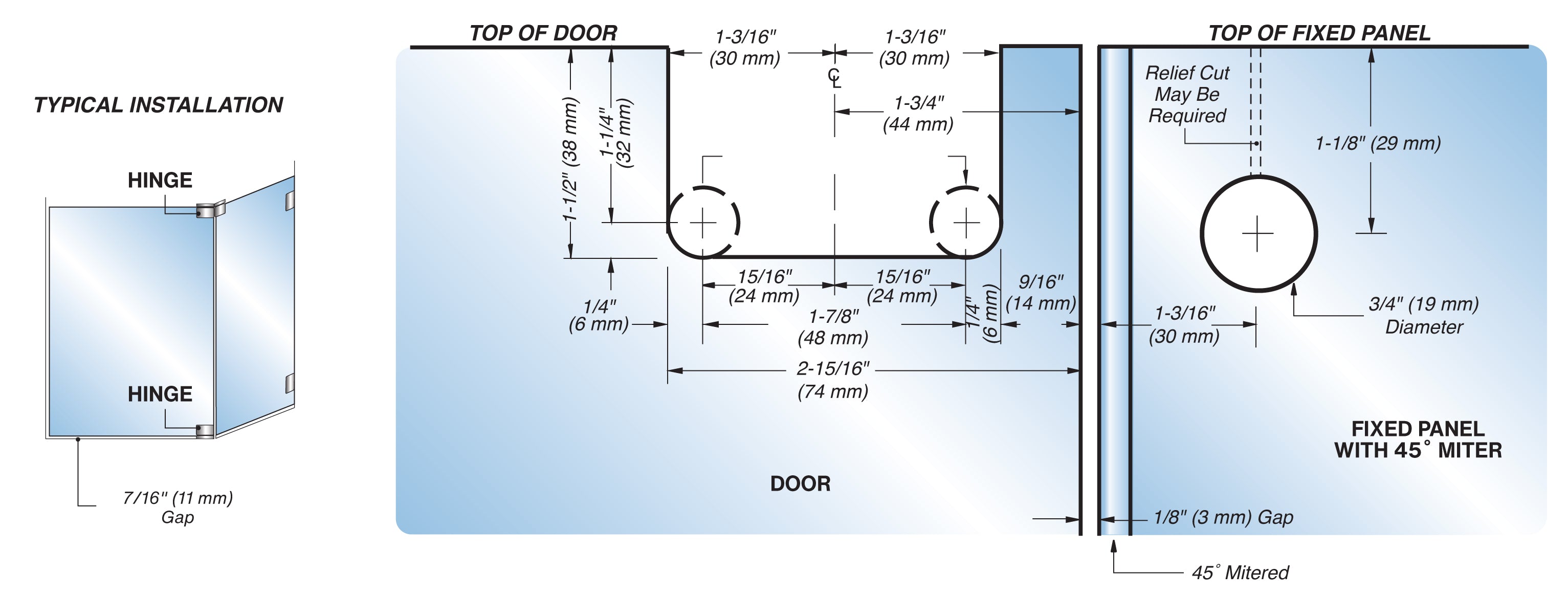 FHC Cambria 135 Degree Glass-To-Glass Square Pivot Hinge