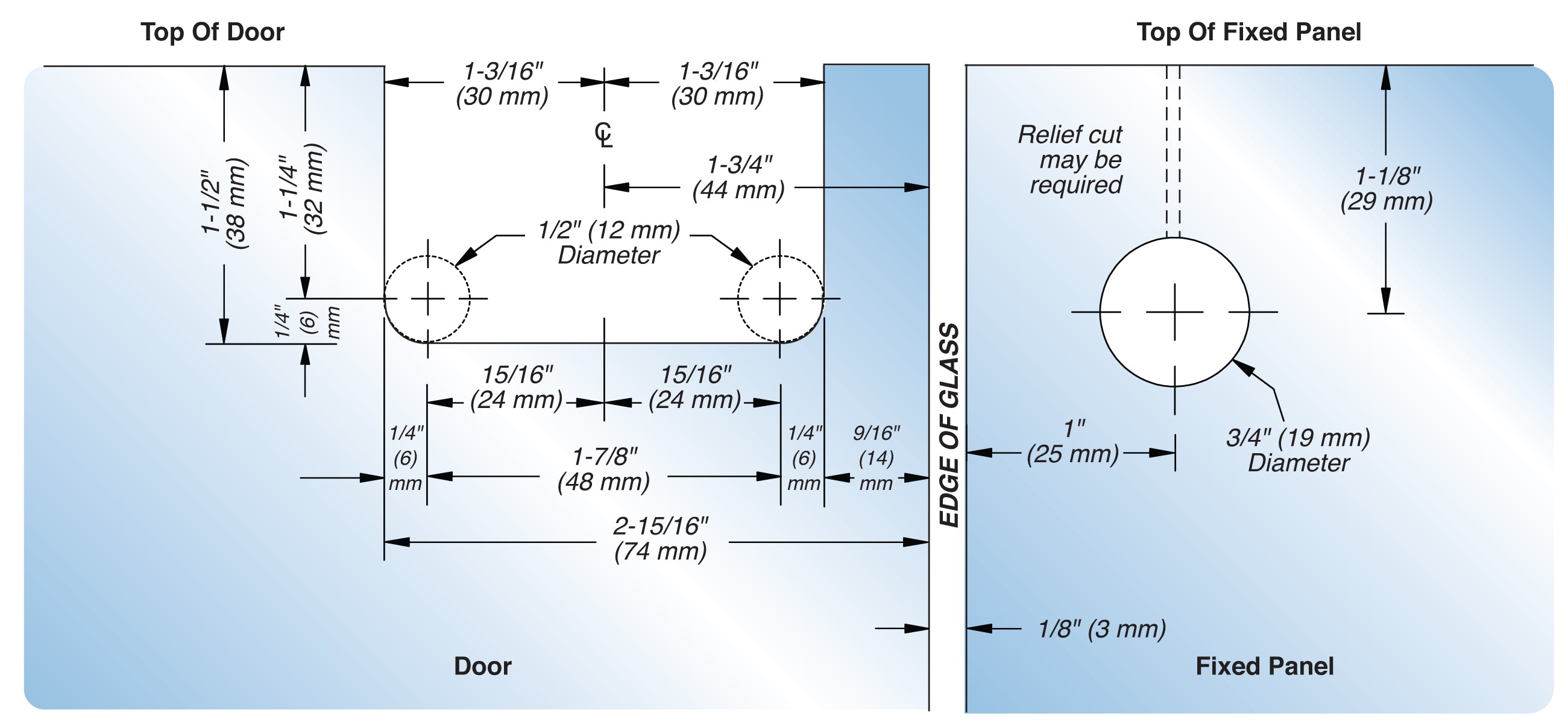 FHC Cambria Top/Bottom Mount Pivot With Attached U-Clamp For 3/8" Glass