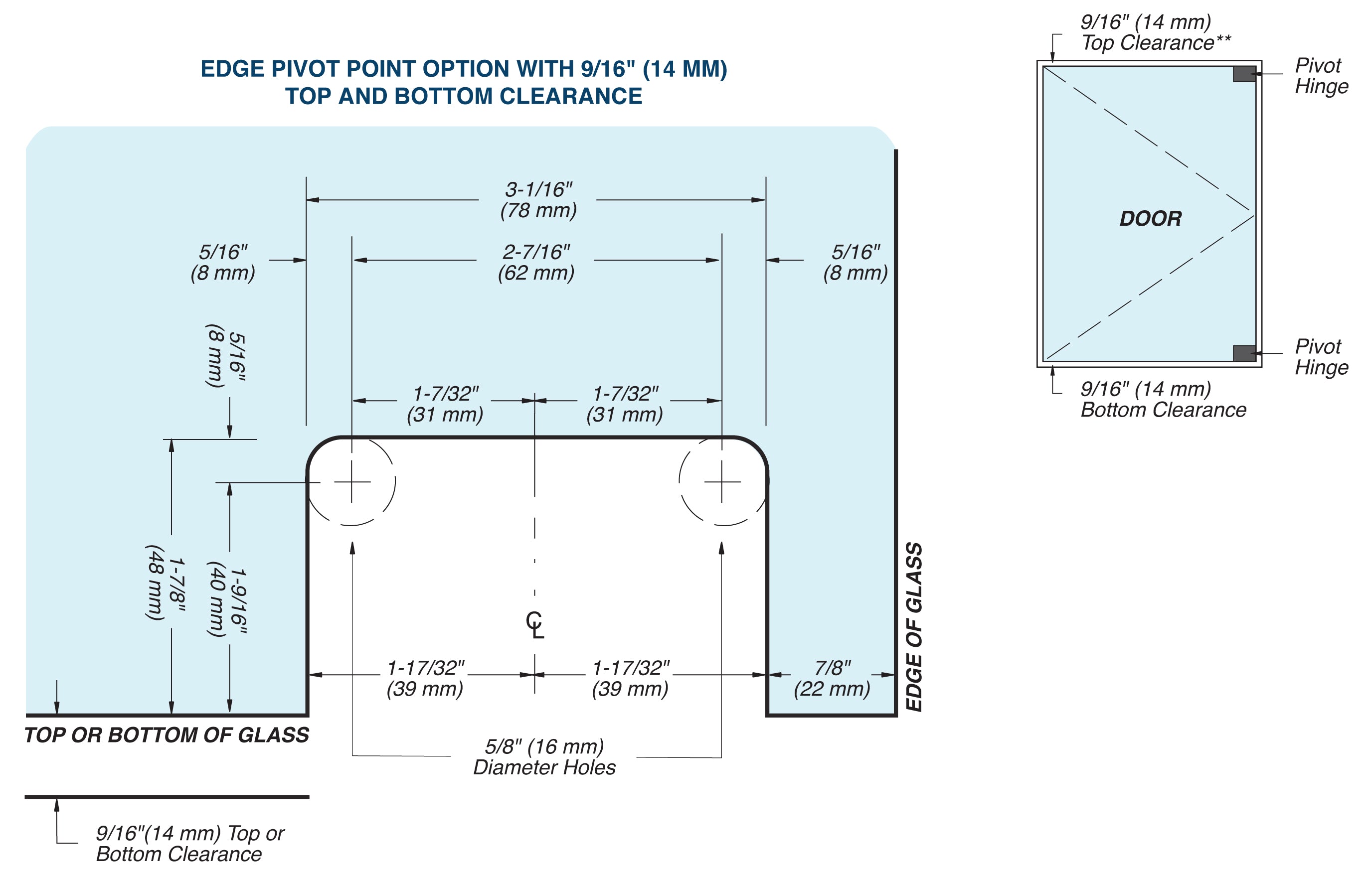 FHC Cambria Grande Series Top Or Bottom Pivot Hinge