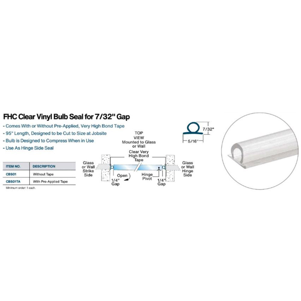 FHC Clear Vinyl Bulb Seal - 95" Long