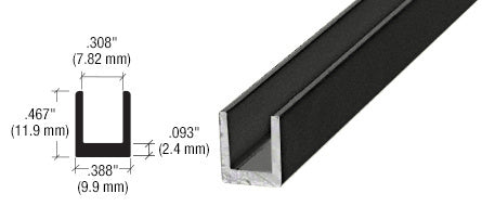 Frameless Shower Door Aluminum Regular U-Channel for Thick Glass - 95"