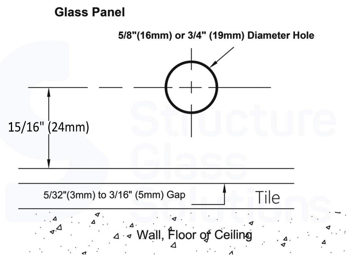 2 x 2 Wall Mount Beveled Edges Glass Clamp W/Leg
