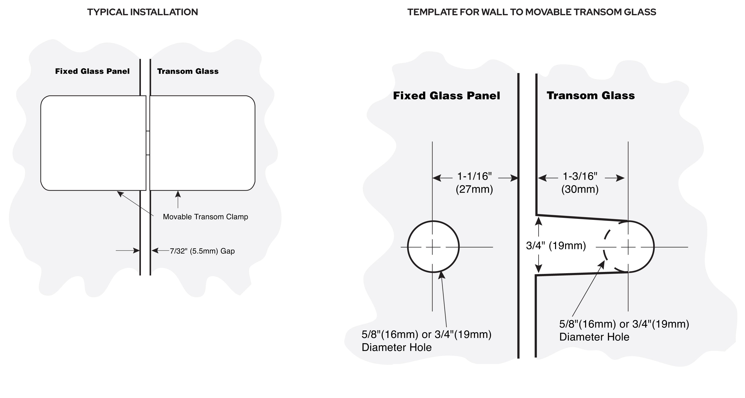 Traditional Movable Glass-To-Glass Transom Glass Clamp