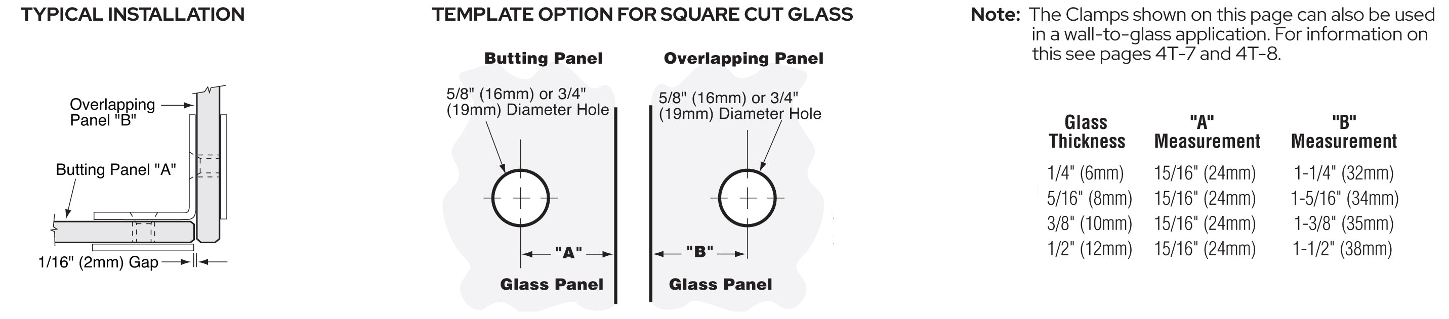 90 Degree Traditional Style Glass-to-Glass Clamp