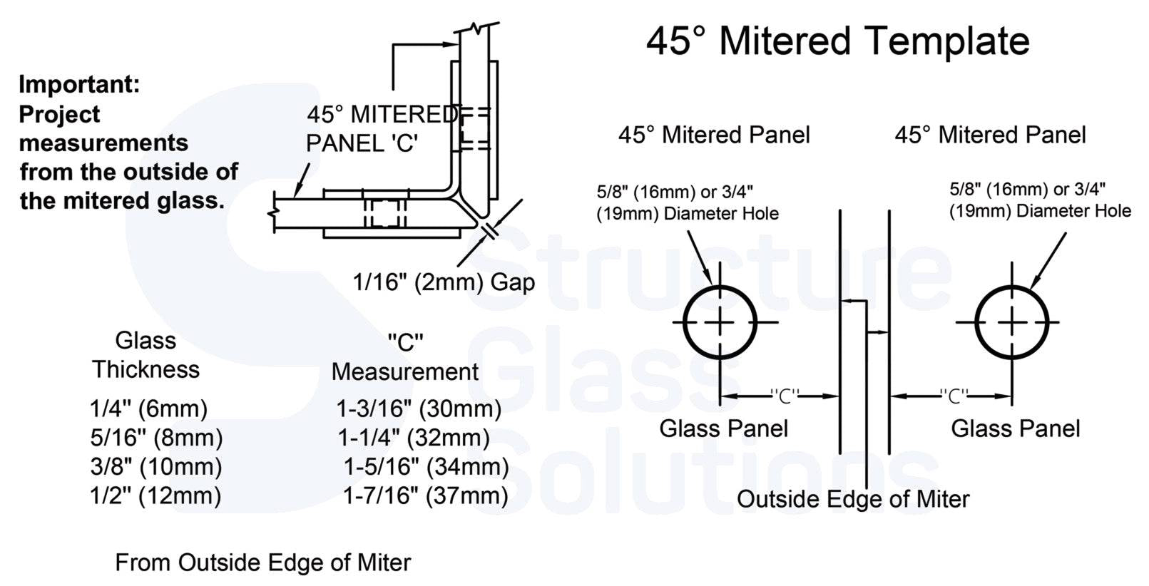 1 3/4" x 1 3/4" 90° Glass to Glass Radius Corner Glass Clamp