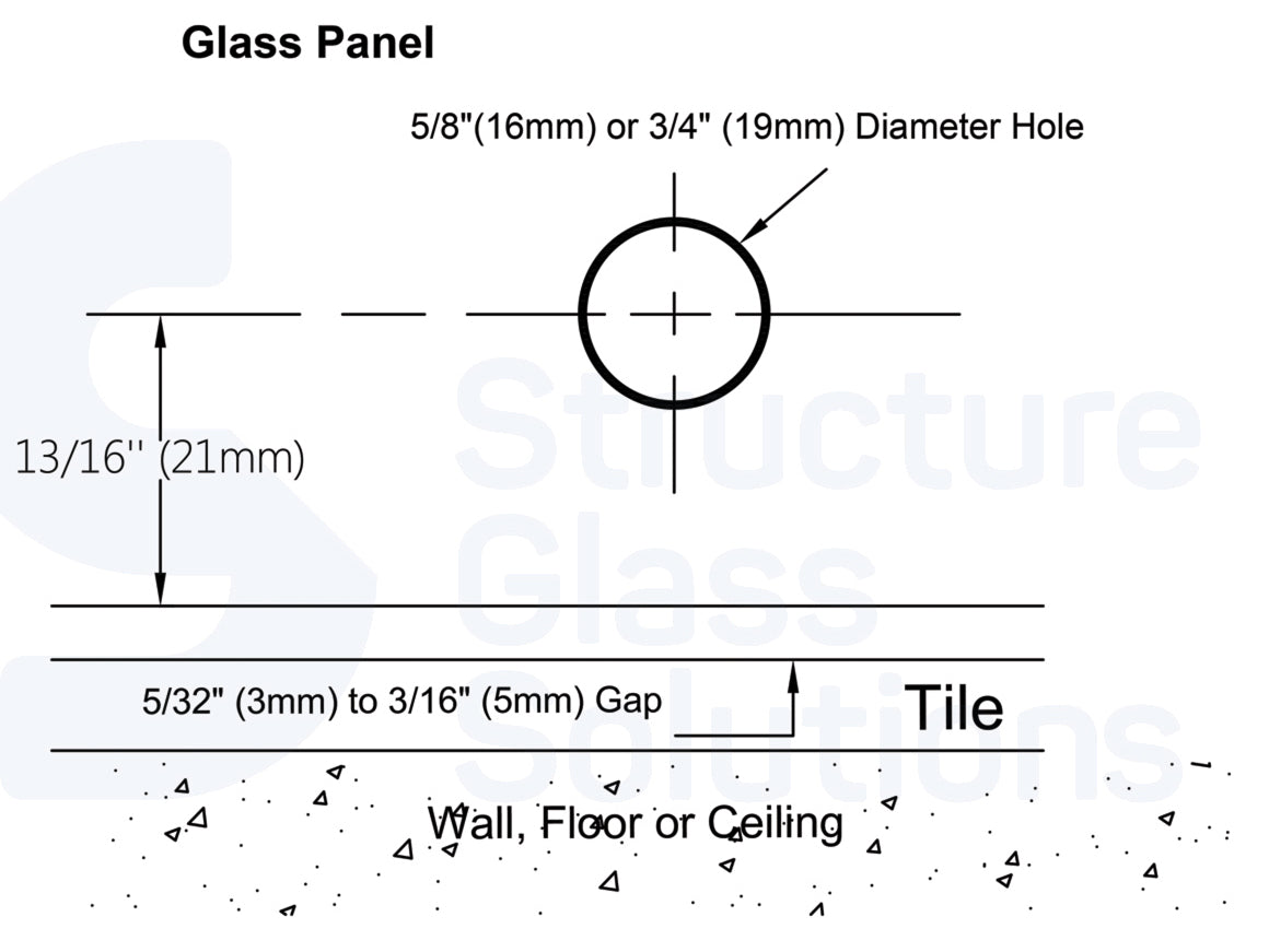 1 3/4" x 1 3/4" Wall Mount Square Edges Glass Clamp