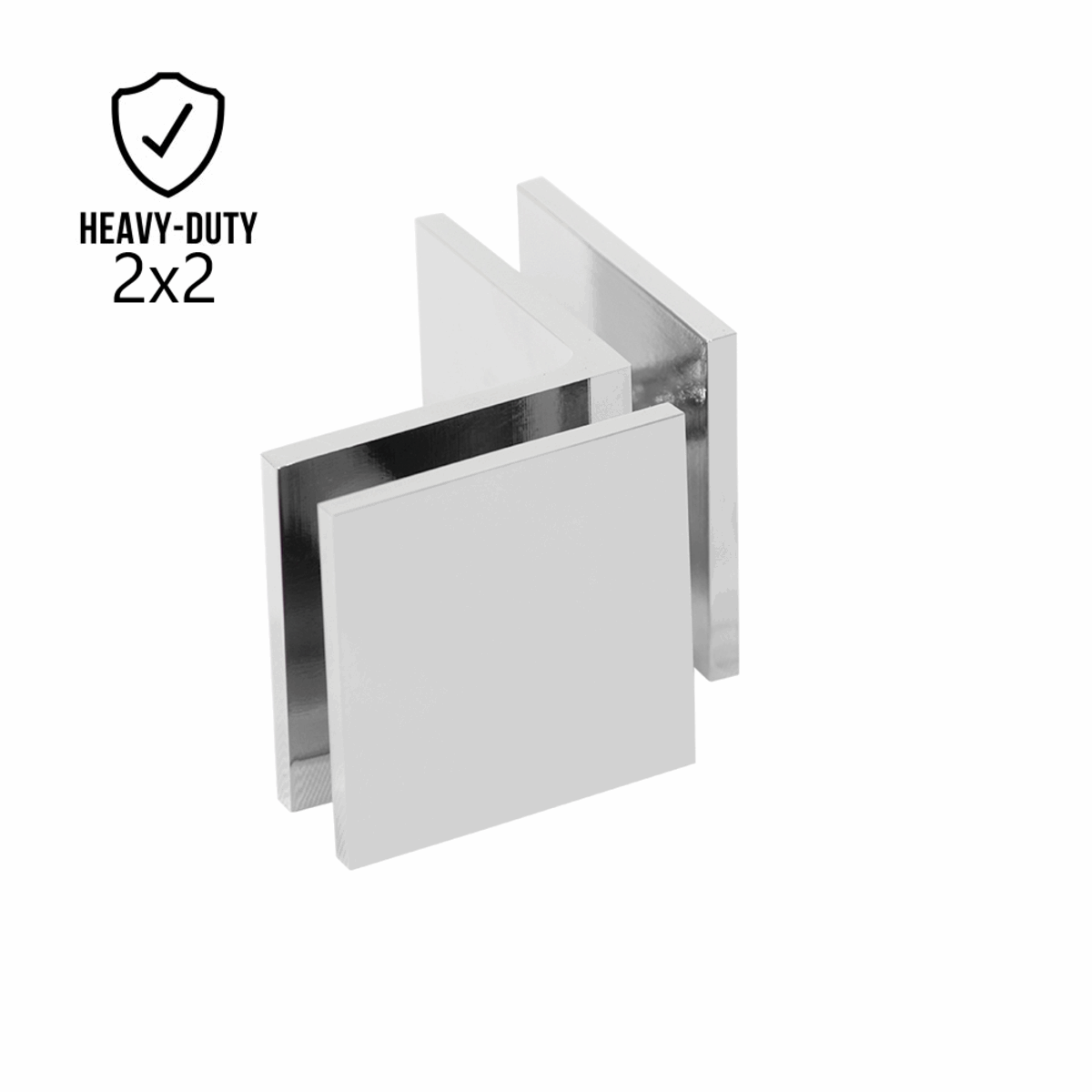 2" x 2" 90° Heavy Duty Glass to Glass Square Edges Glass Clamp