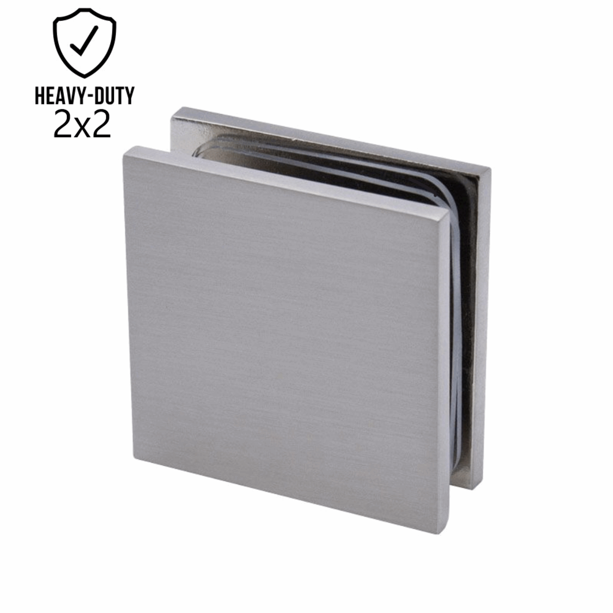 2" x 2" Heavy Duty Wall to Glass Square Edges Glass Clamp