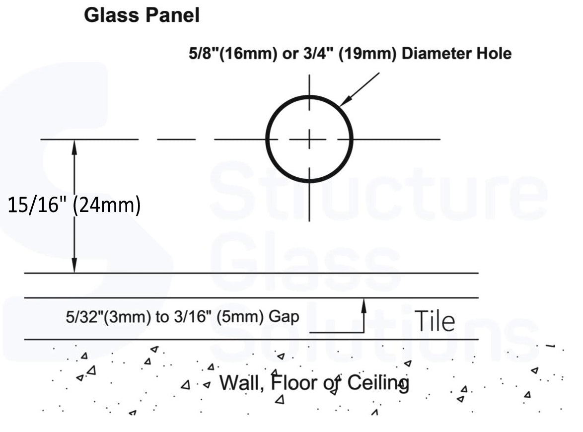 2 x 2 Wall Mount Square Edges Glass Clamp W/Leg