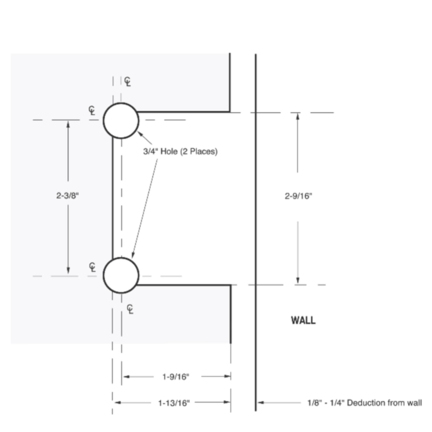 Wall Mount with Offset Back Plate Designer Series Hinge