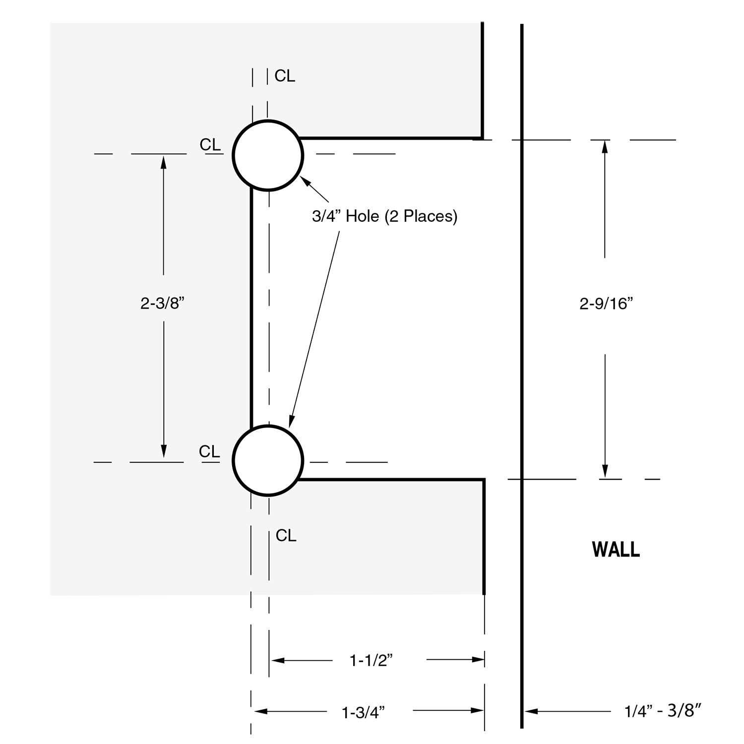 Wall Mount with Full Back Plate Adjustable Designer Series Hinge
