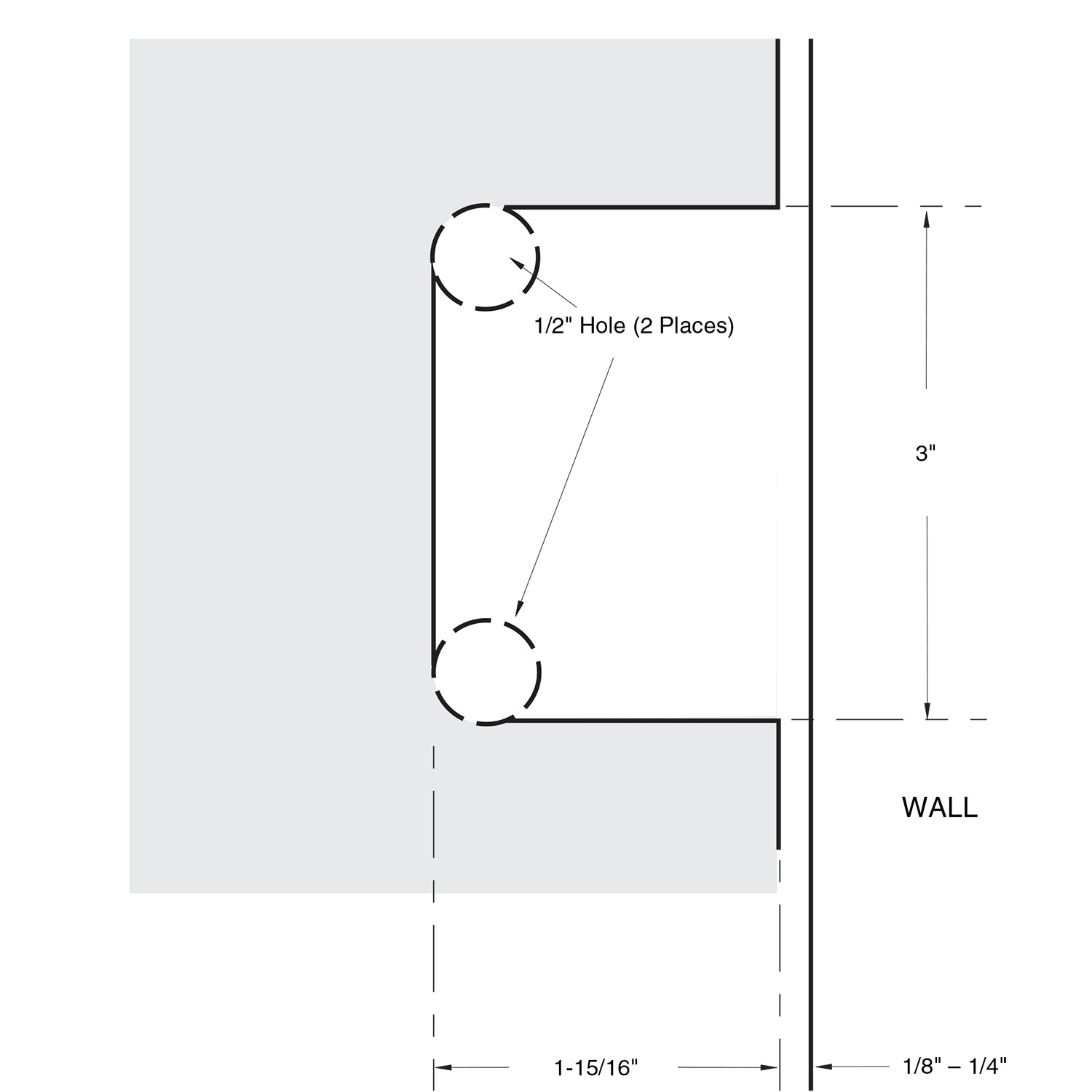 Wall Mount with Offset Back Plate Maxum Series Hinge