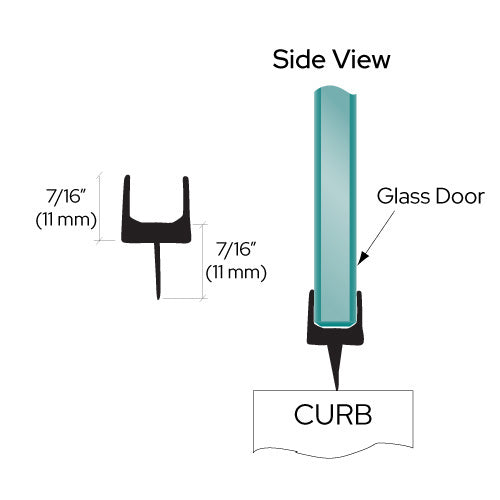 One-Piece Bottom Seal with Clear T Wipe for 3/8 or 1/2 Glass