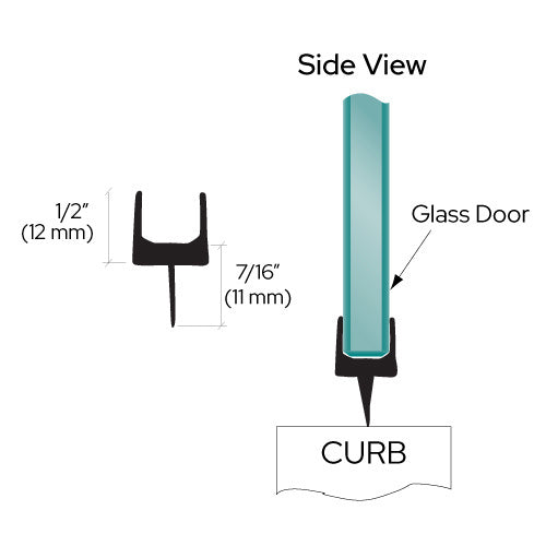 One-Piece Bottom Seal with Clear T Wipe for 3/8 or 1/2 Glass