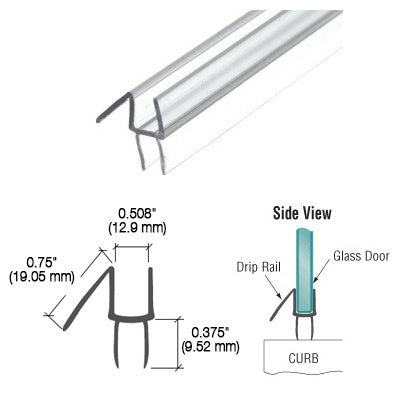 CRL Clear Co-Extruded Bottom Wipe with Drip Rail for Glass