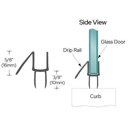 CRL Co-Extruded Bottom Wipe with Drip Rail for 3/8" Glass - Black, White or Clear