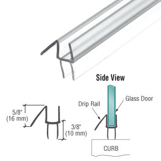 CRL Co-Extruded Bottom Wipe with Drip Rail for 3/8" Glass - Black, White or Clear